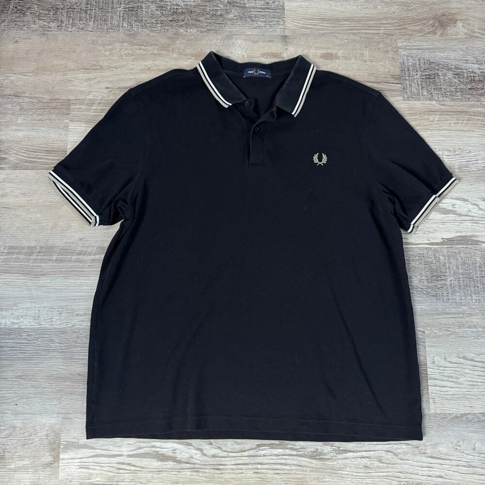 Fred Perry M3600 Black Twin Tipped Cotton Pique Polo Shirt Mod Preppy Ska XXL